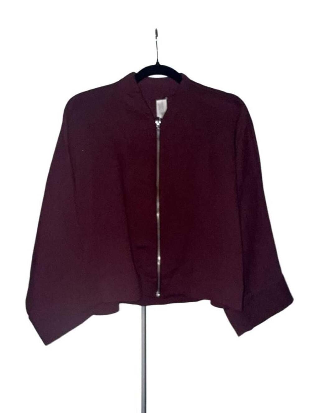 Wynne Layers Bomber Jacket Size M Burgundy Full Zip Rayon